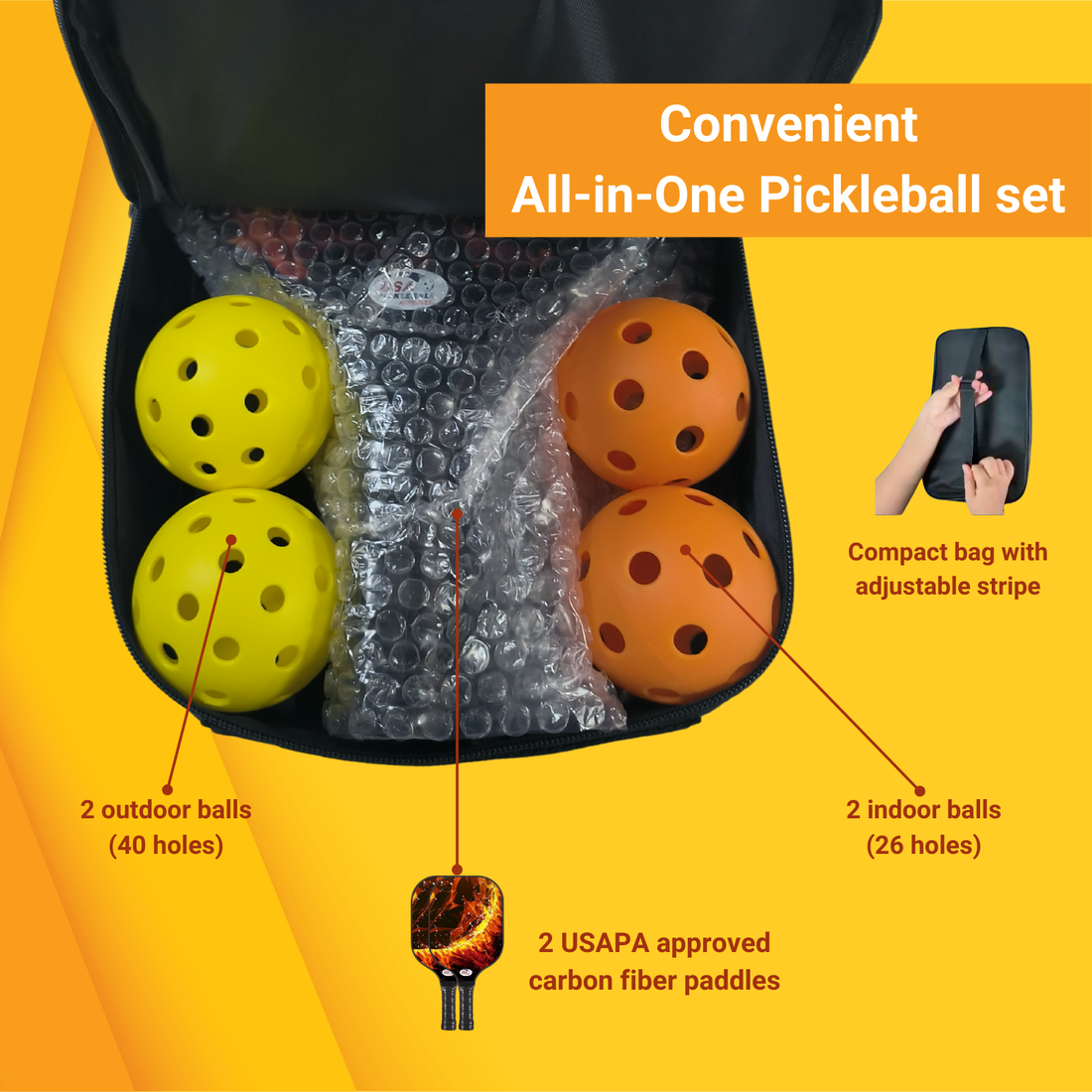 Pickleball paddle set for 2